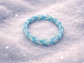 Ice-blue braided bracelet on snowy winter background - winter wonderland collection